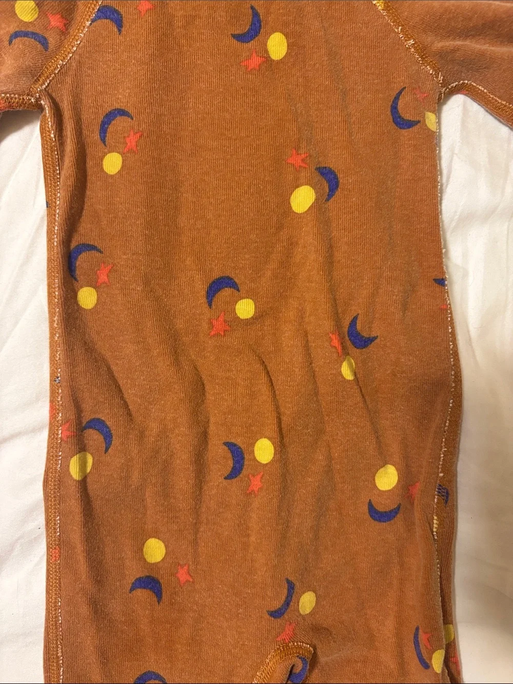 Hanna Andersson Rust Moon & Star Zip Onesie